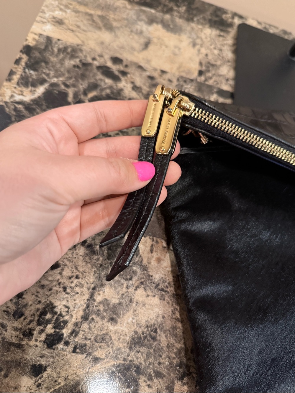 Henri Bendel Black Calf Hair & Croc Embossed Convertible Crossbody Clutch Bag - Picture 7 of 15